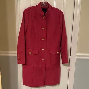 Talbots Red Trench Coat with Gold Buttons